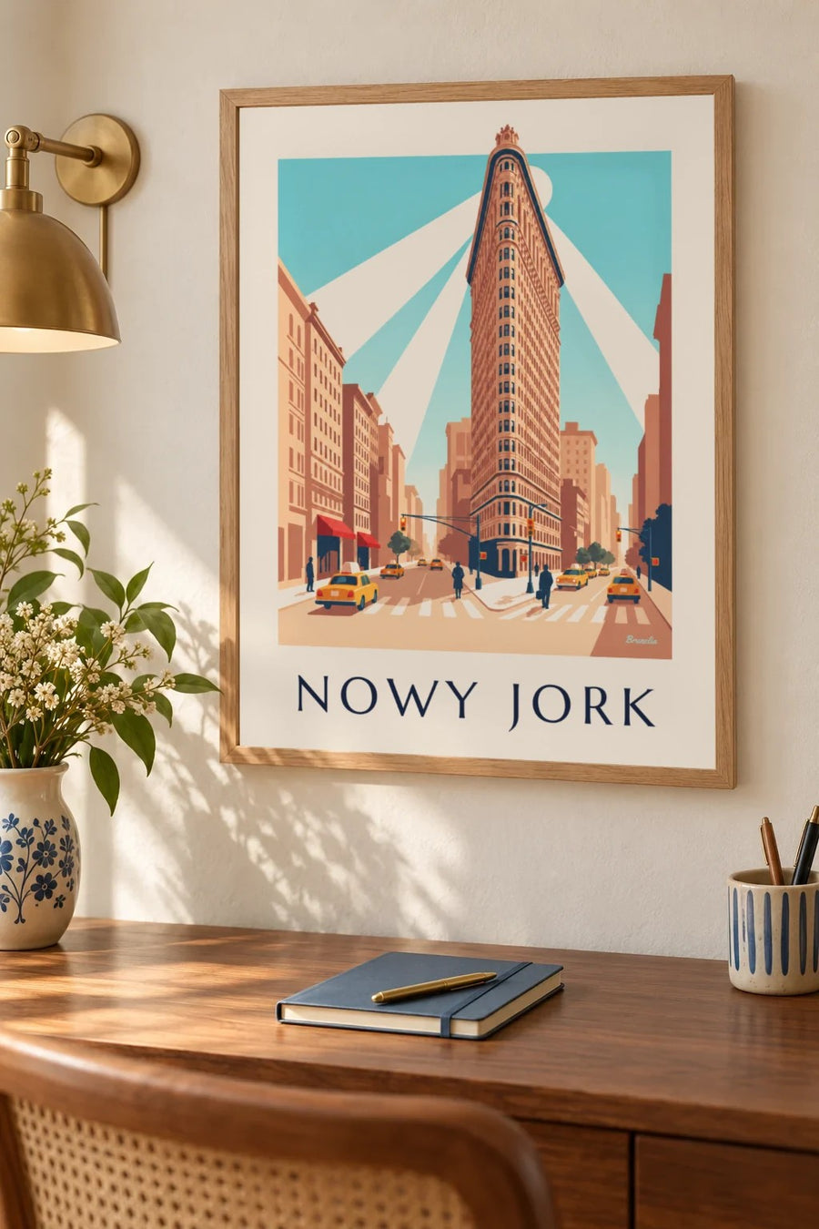 Plakat Flatiron Building między Broadwayem a Piątą Aleją: mały format A4 w ramie