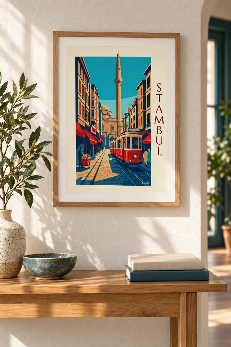 Plakat zabytkowy tramwaj na alei İstiklal w Stambule: mały format A4 w ramce