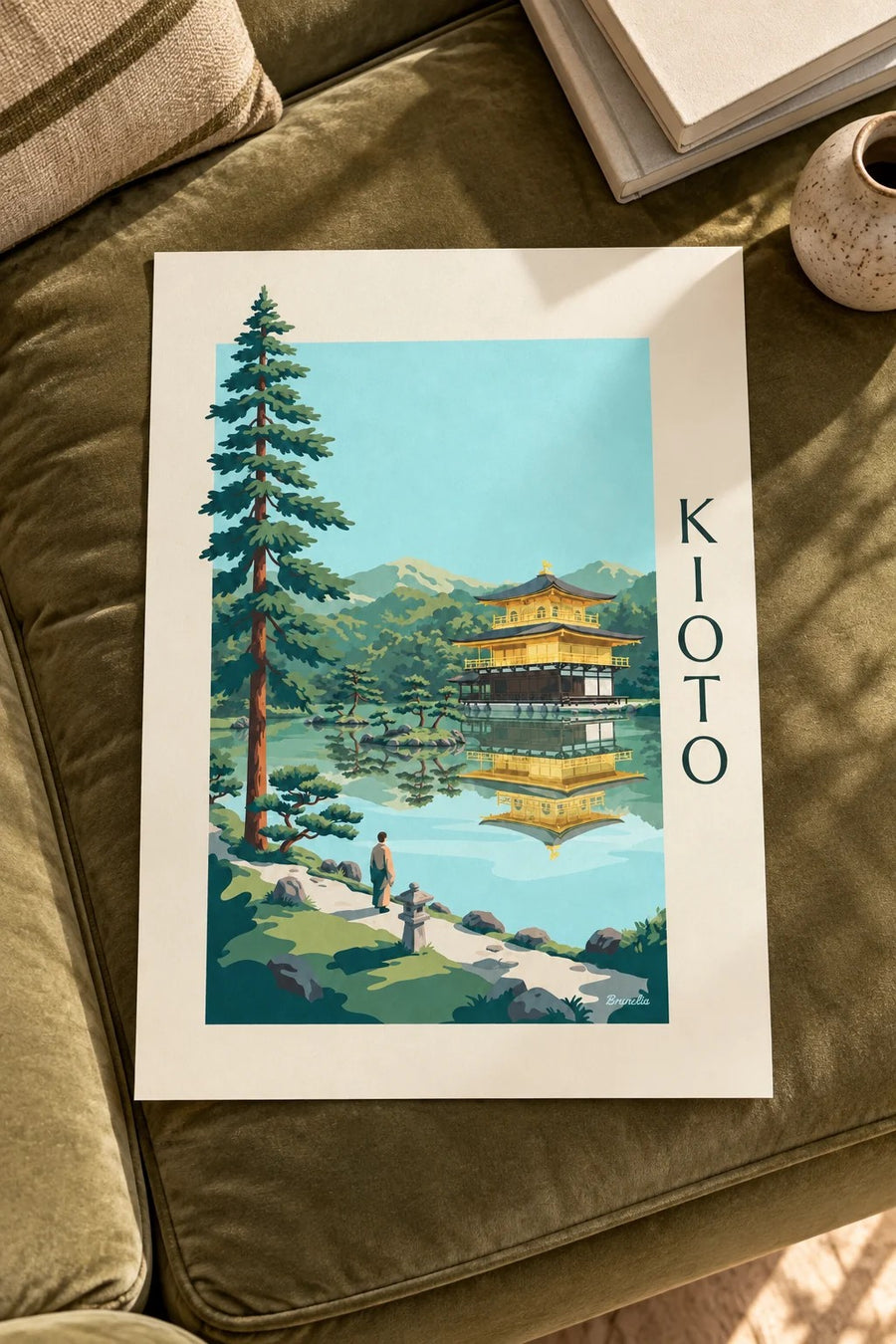 Plakat Złoty Pawilon Kinkaku-ji w Kioto: na stole