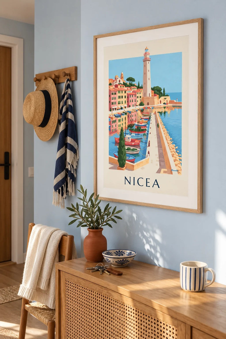Plakat port Lympia w Nicei i jego łodzie: w ramie na ścianie
