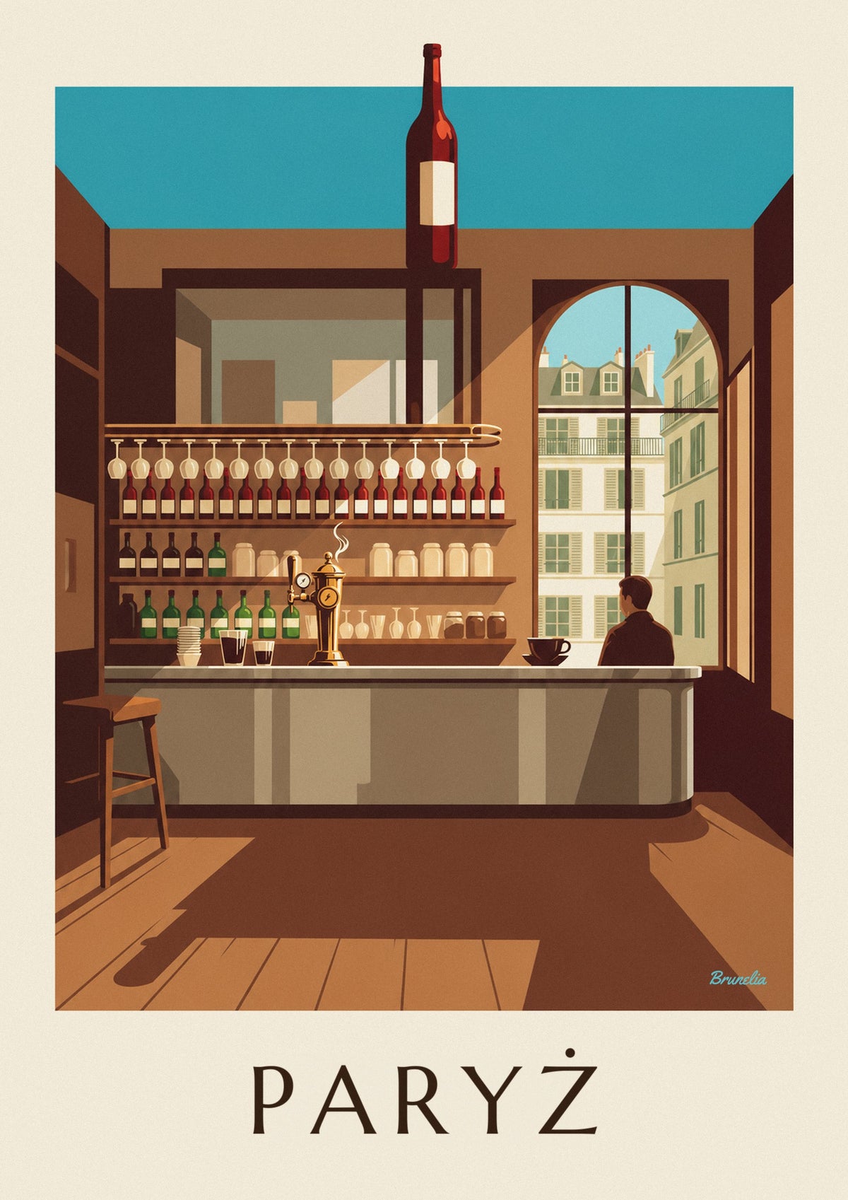 Plakat cynkowa lada w paryskim bistro