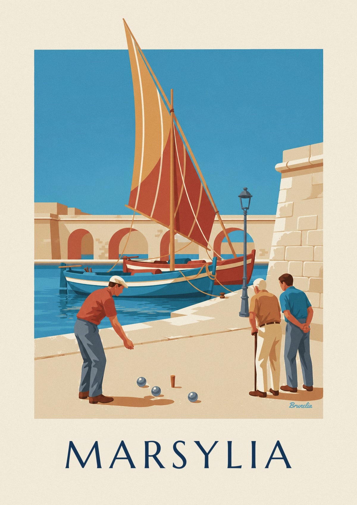 Plakat partia petanki w Vallon des Auffes w Marsylii