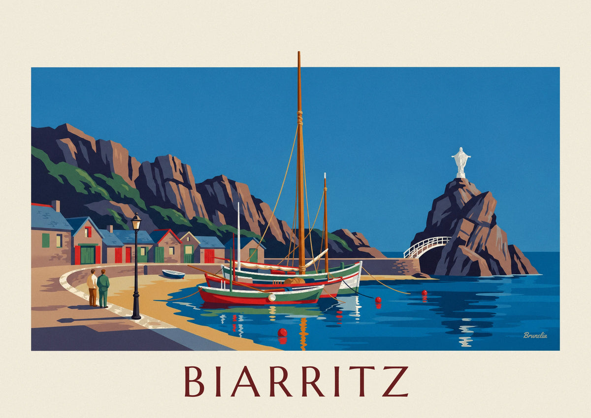 Affiche port des Pêcheurs de Biarritz et Rocher de la Vierge
