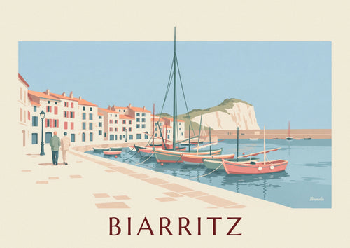 Poster of the Port des Pêcheurs in Biarritz and the Rocher de la Vierge: the full poster