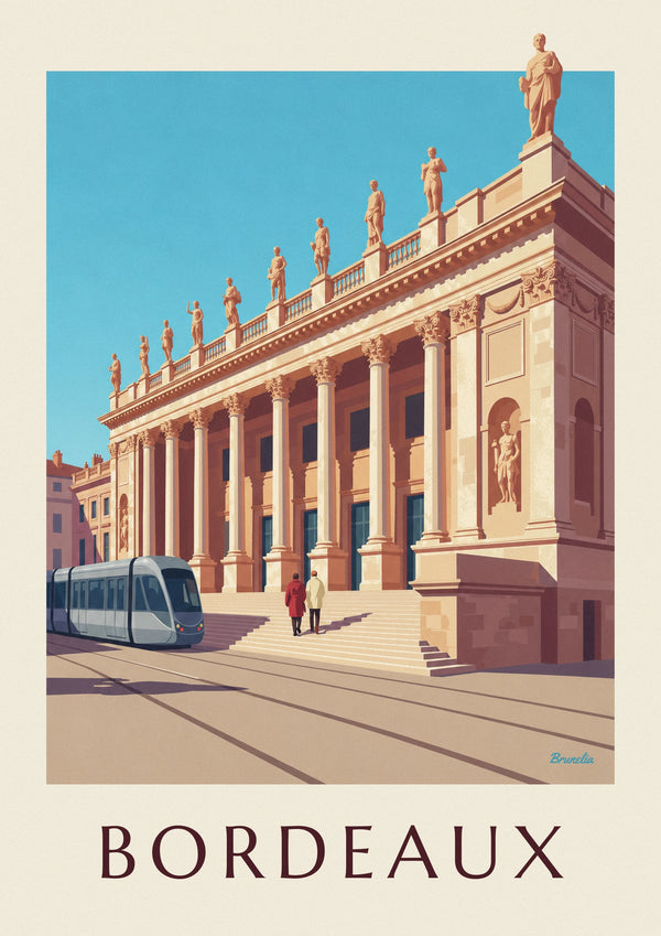 Affiche Grand Théâtre et place de la Comédie à Bordeaux