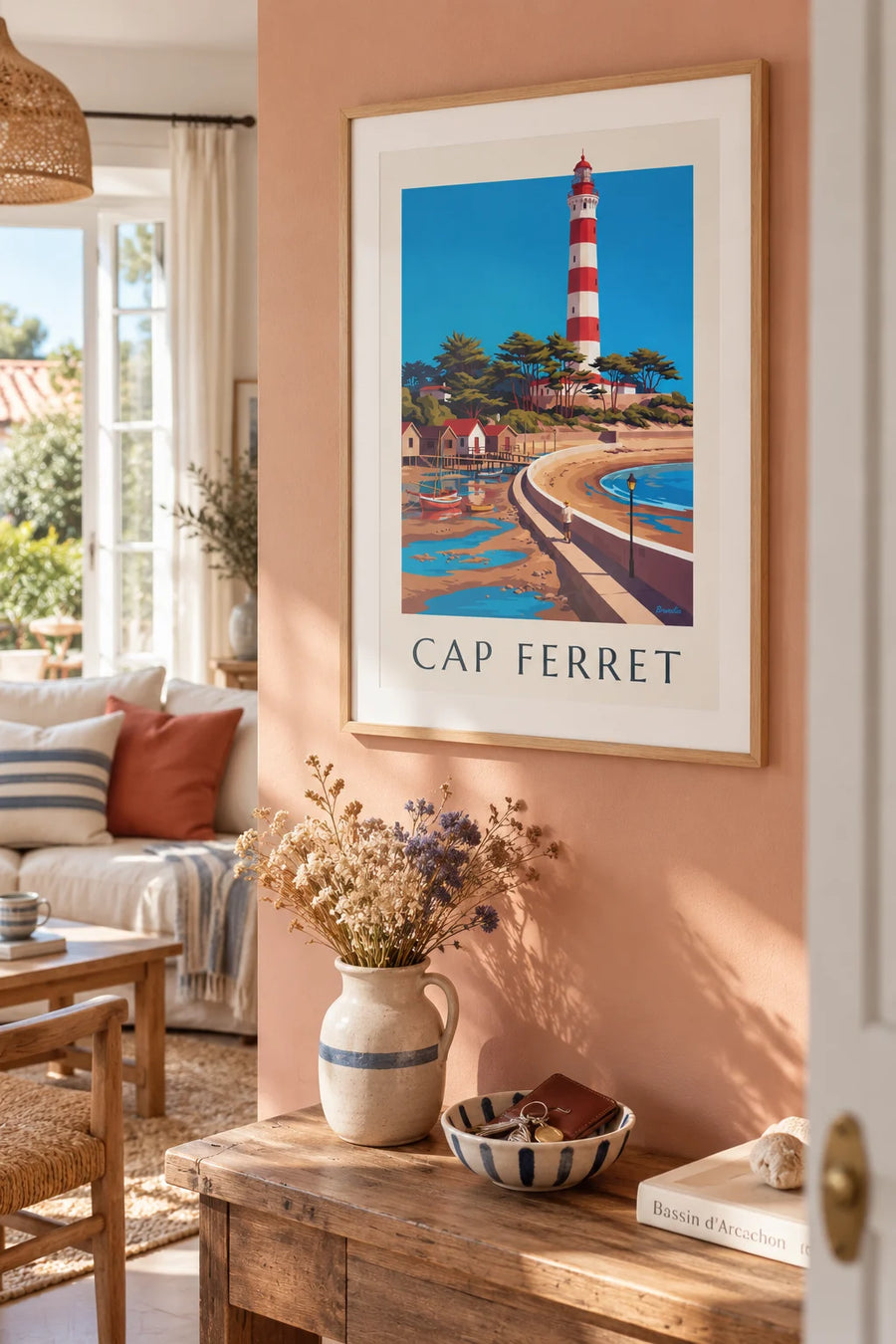 Affiche phare et cabanes ostréicoles du Cap Ferret : encadrée au mur
