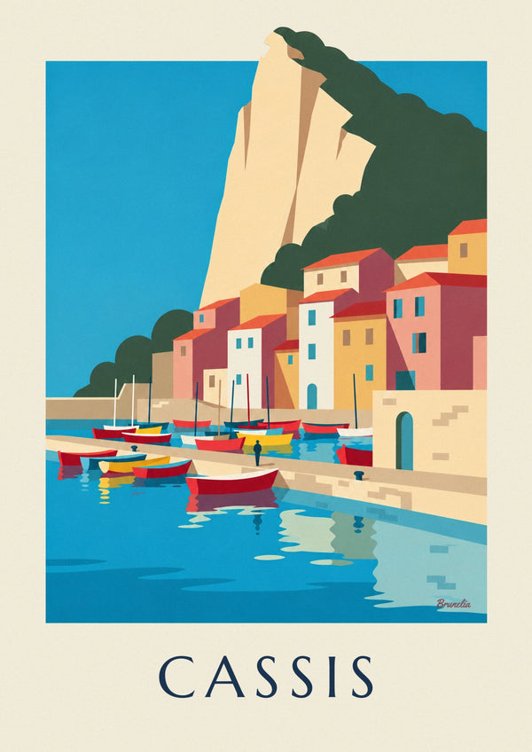 Colorful boats in Cassis harbor poster