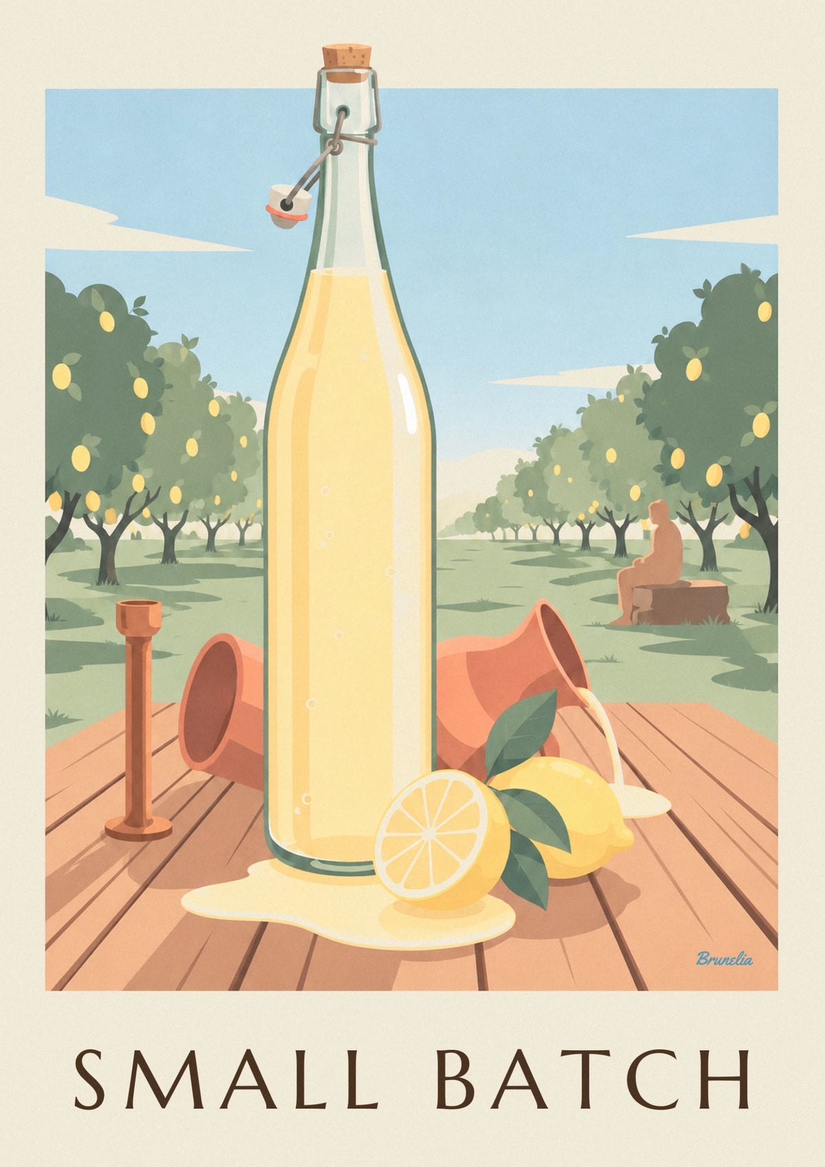 Homemade lemonade bottle and lemons poster