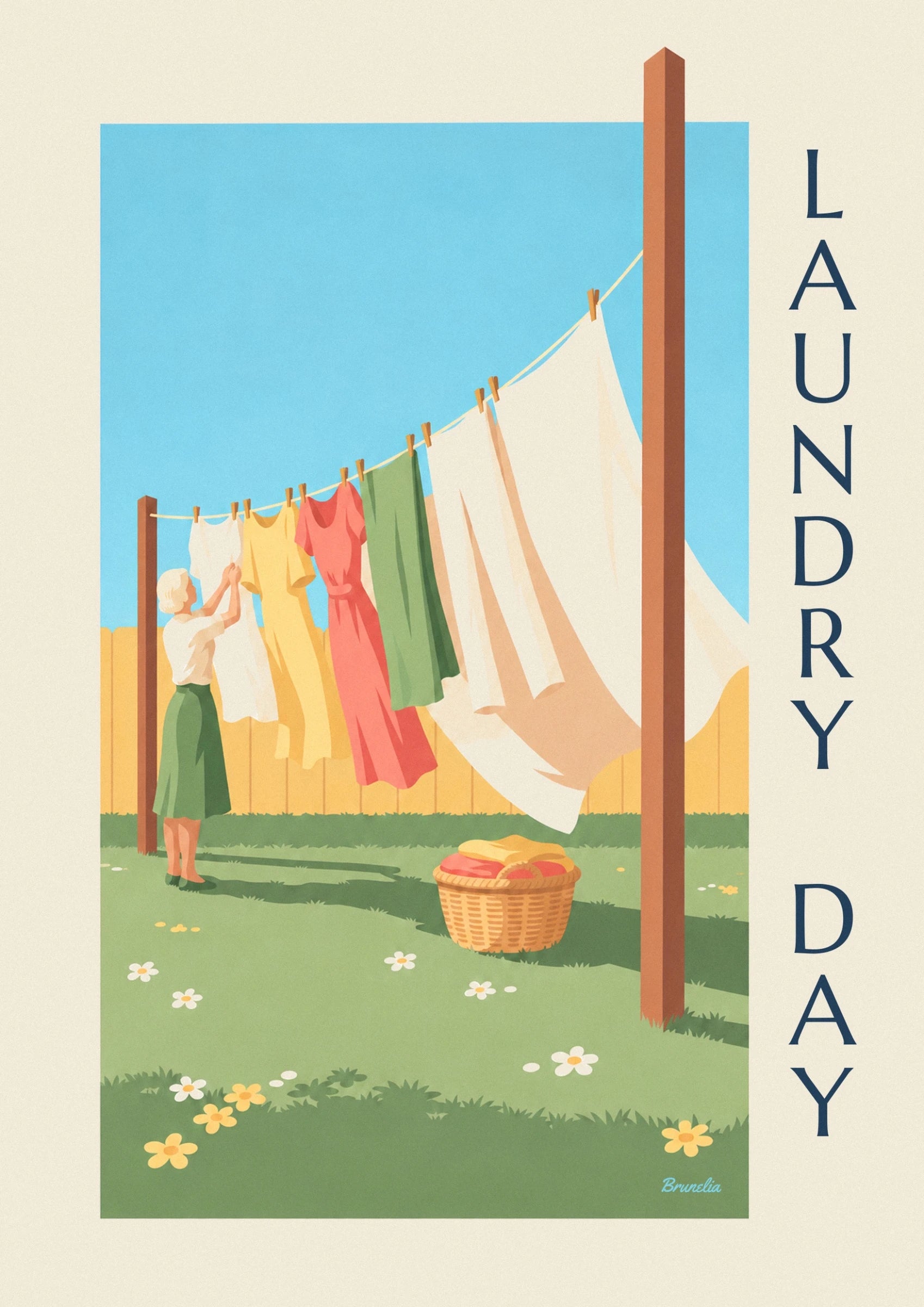White sheets billowing in the wind between clothes pegs and a wooden post
