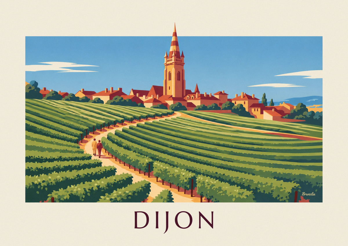 Dijon vineyards and Palace of the Dukes of Burgundy poster