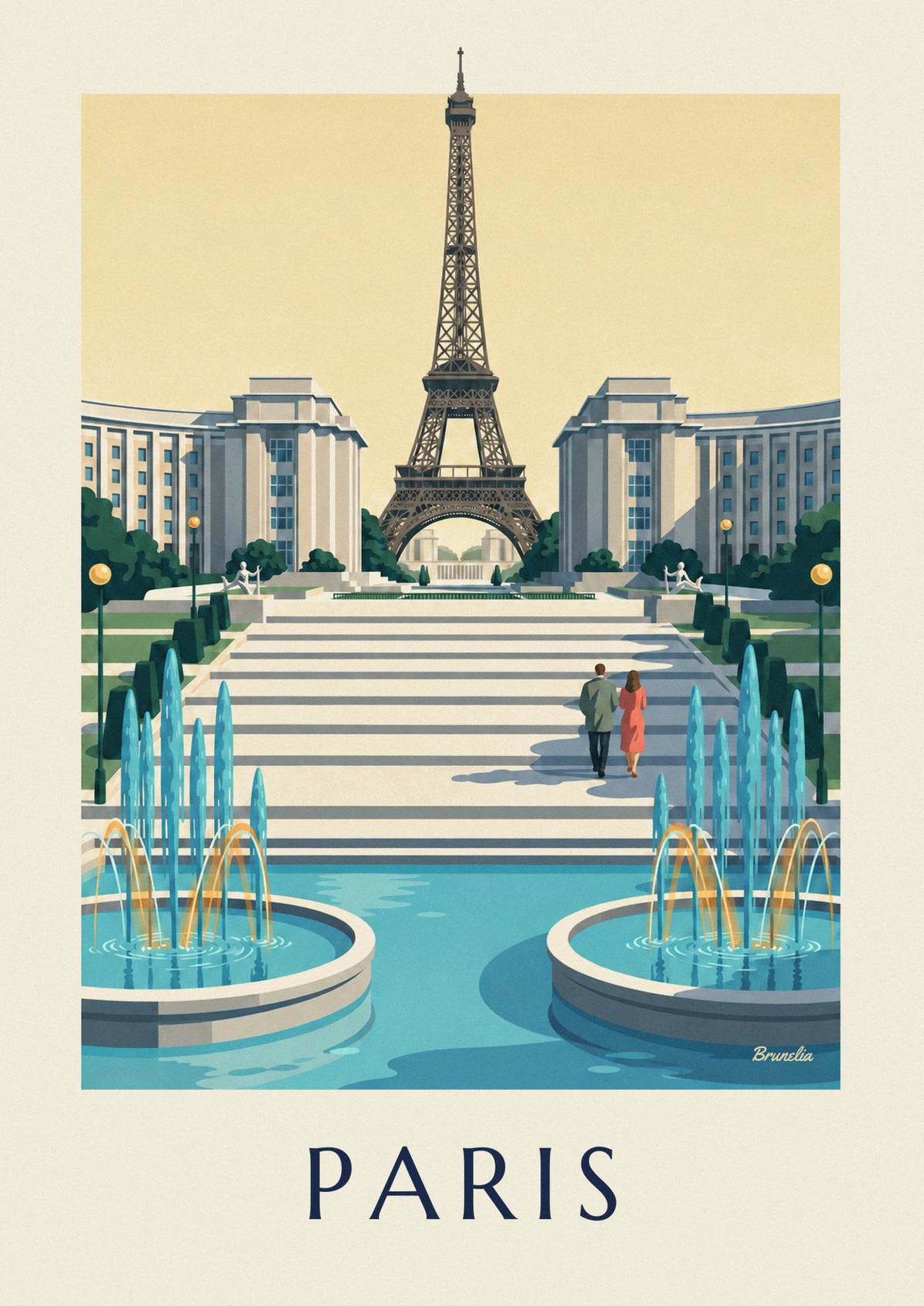 Paris Chaillot Palace and Trocadéro fountains poster
