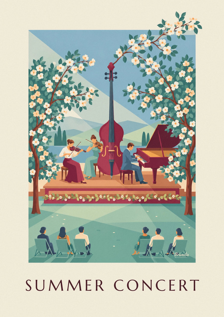 Affiche trio de musique classique en concert d'été en plein air
