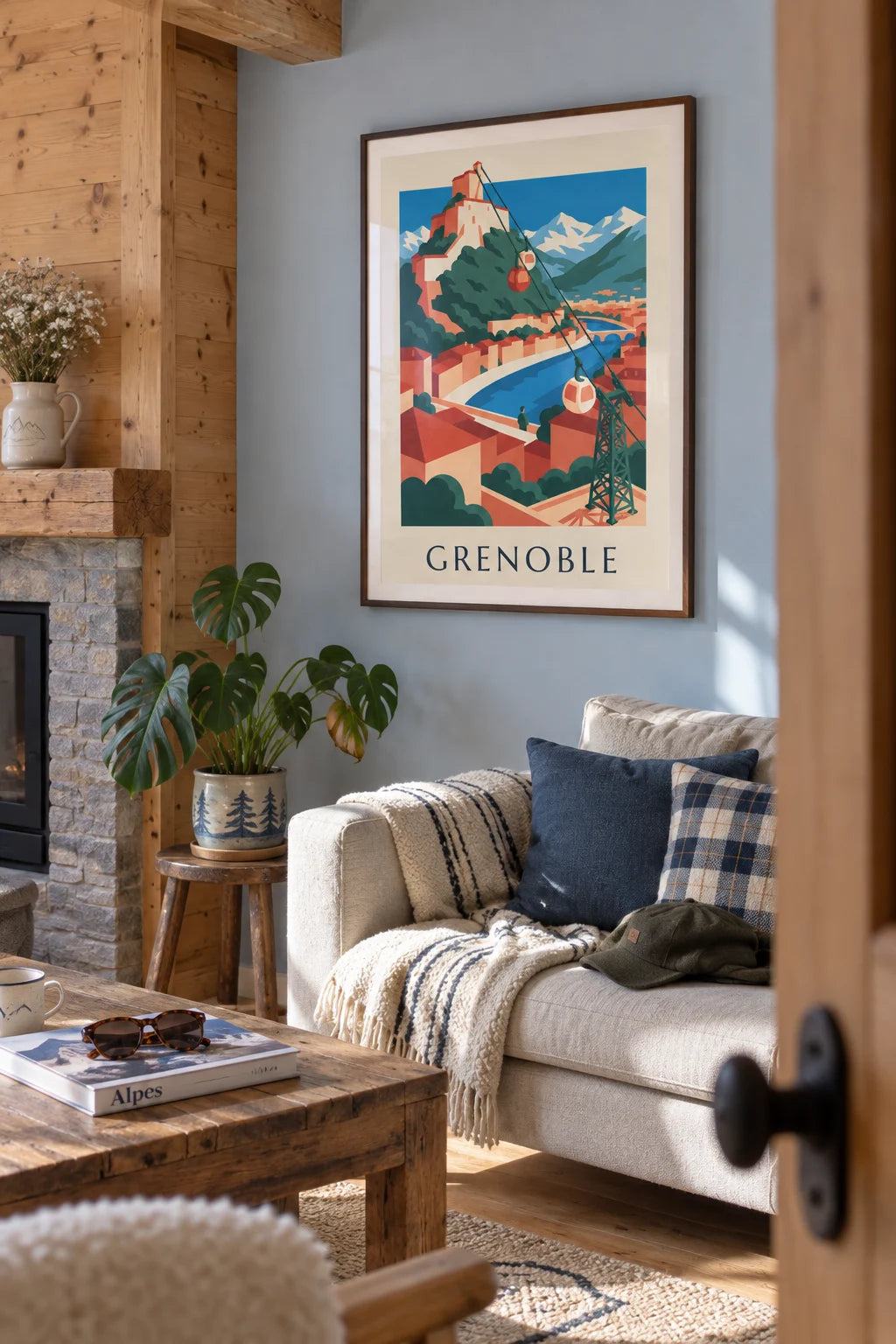 Mise en situation de Affiche téléphérique de Grenoble et ses bulles vers la Bastille
