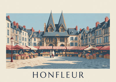 Poster of Sainte-Catherine church and the market square in Honfleur: the full poster