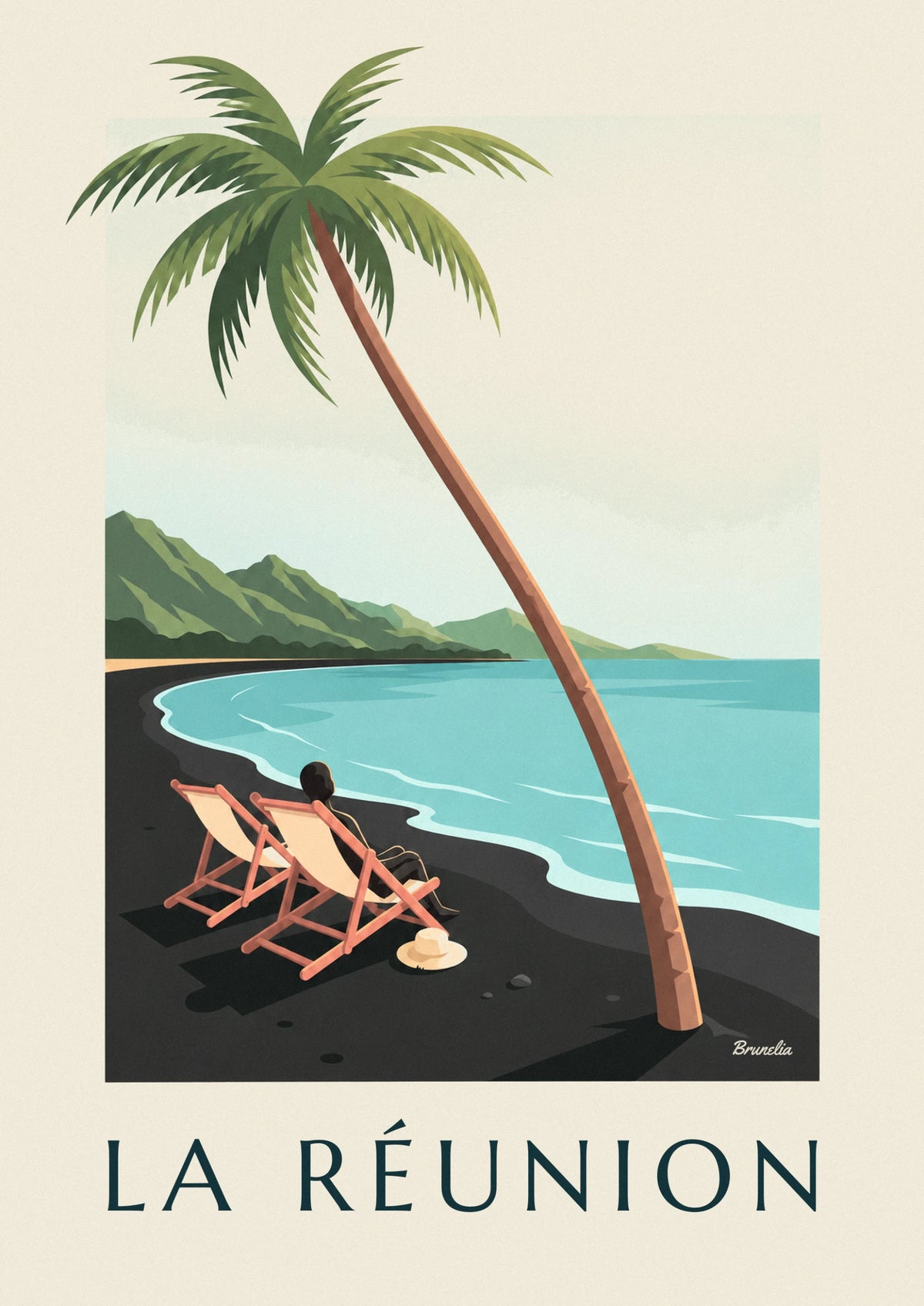 Affiche chaises longues face à la mer à La Réunion