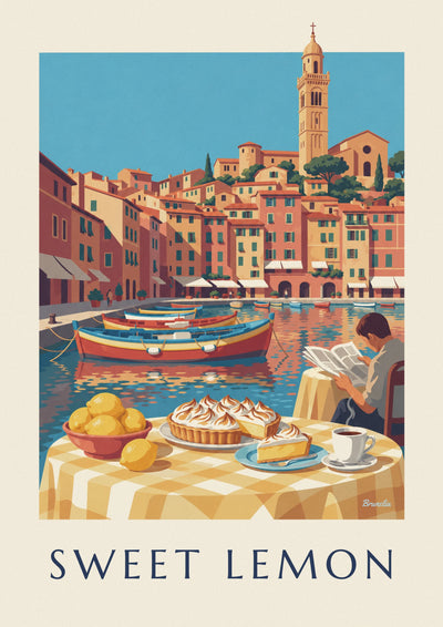 Affiche tarte au citron meringuée sur le port de Menton : l'affiche entière