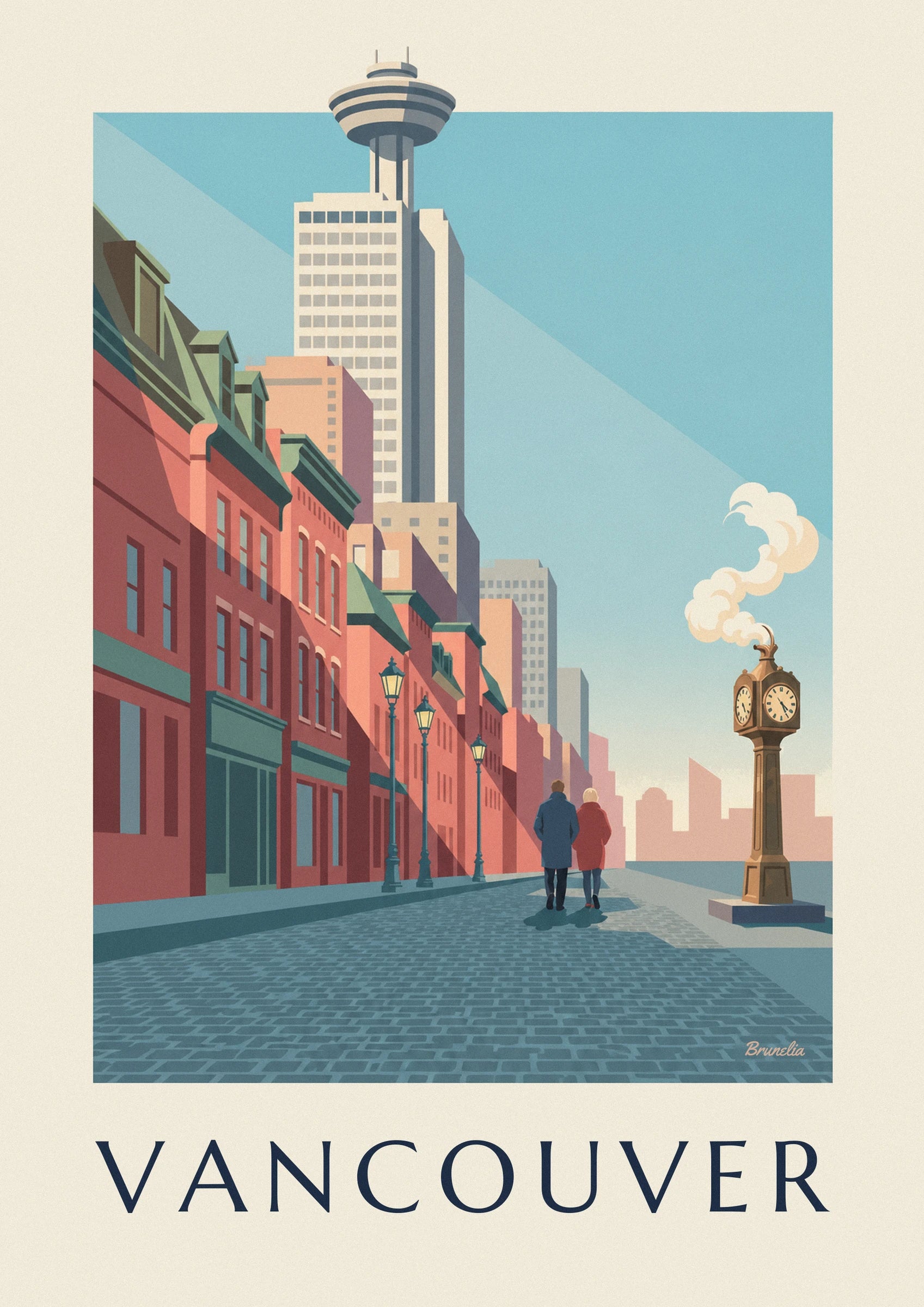 Gastown steam clock in Vancouver poster: close-up detail