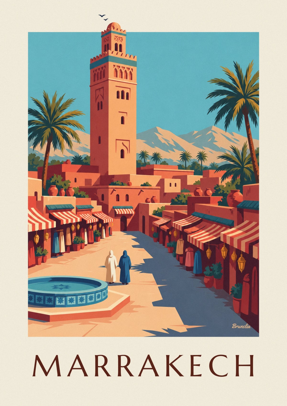 Marrakech medina and Koutoubia minaret poster