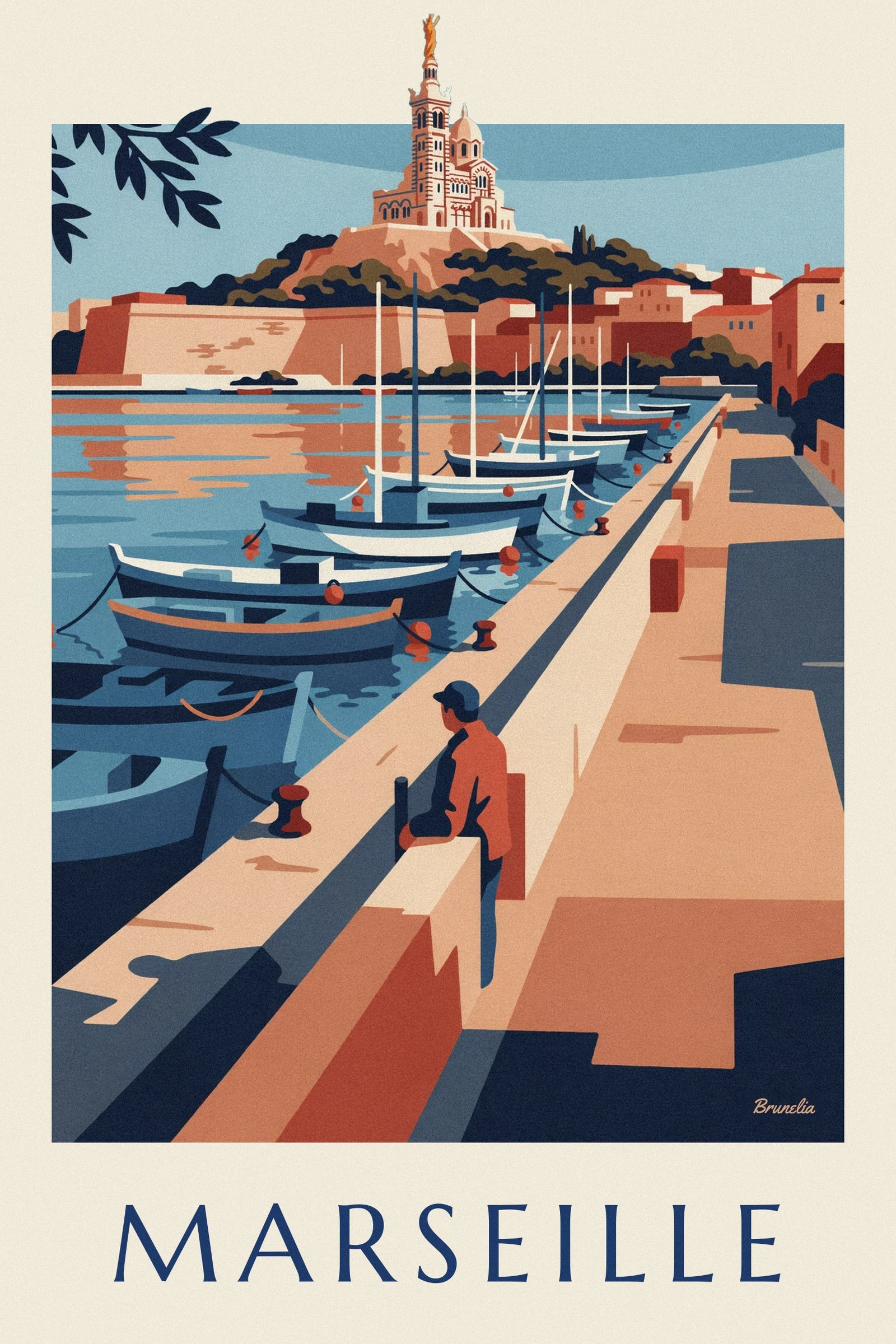 Notre-Dame de la Garde on its rocky outcrop, above the moored boats