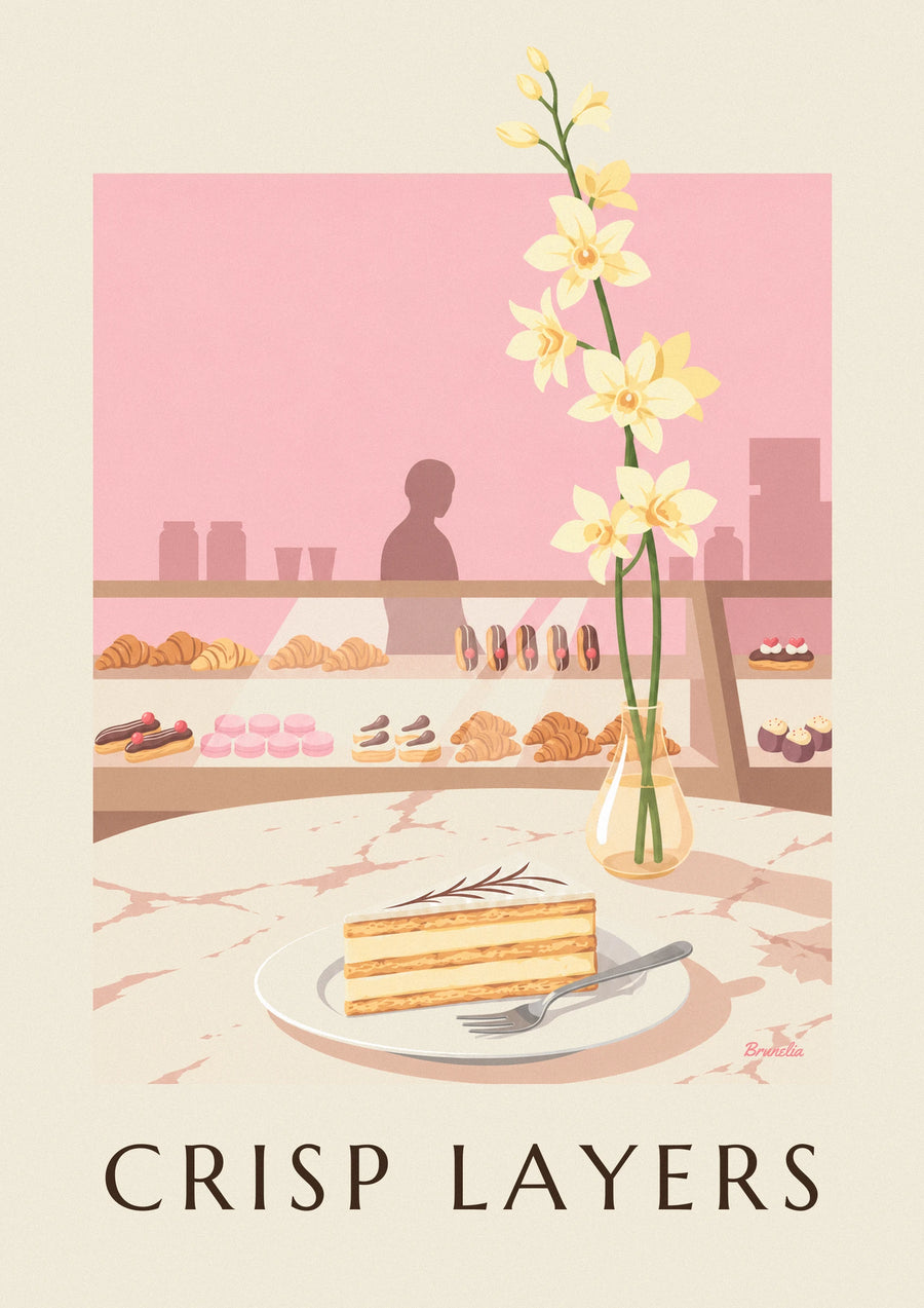 Affiche part de millefeuille à la vanille en pâtisserie
