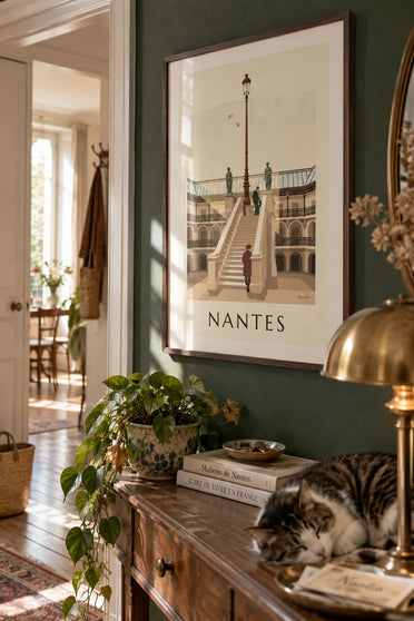 Poster of the Passage Pommeraye and its galleries in Nantes: framed on the wall