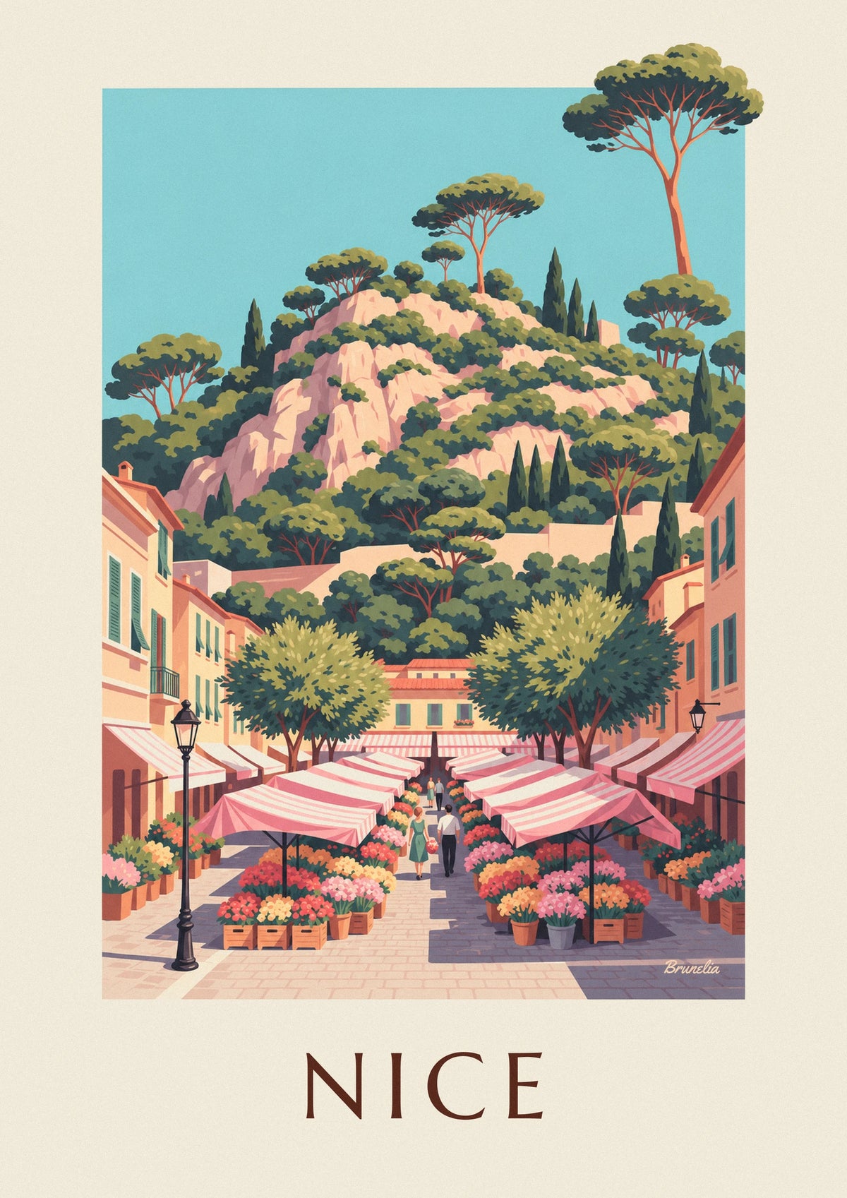 Affiche marché aux fleurs du cours Saleya à Nice