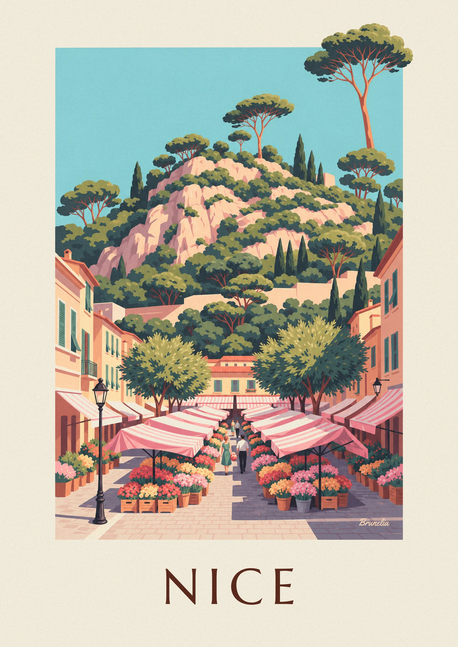 Plakat targ kwiatowy Cours Saleya w Nicei
