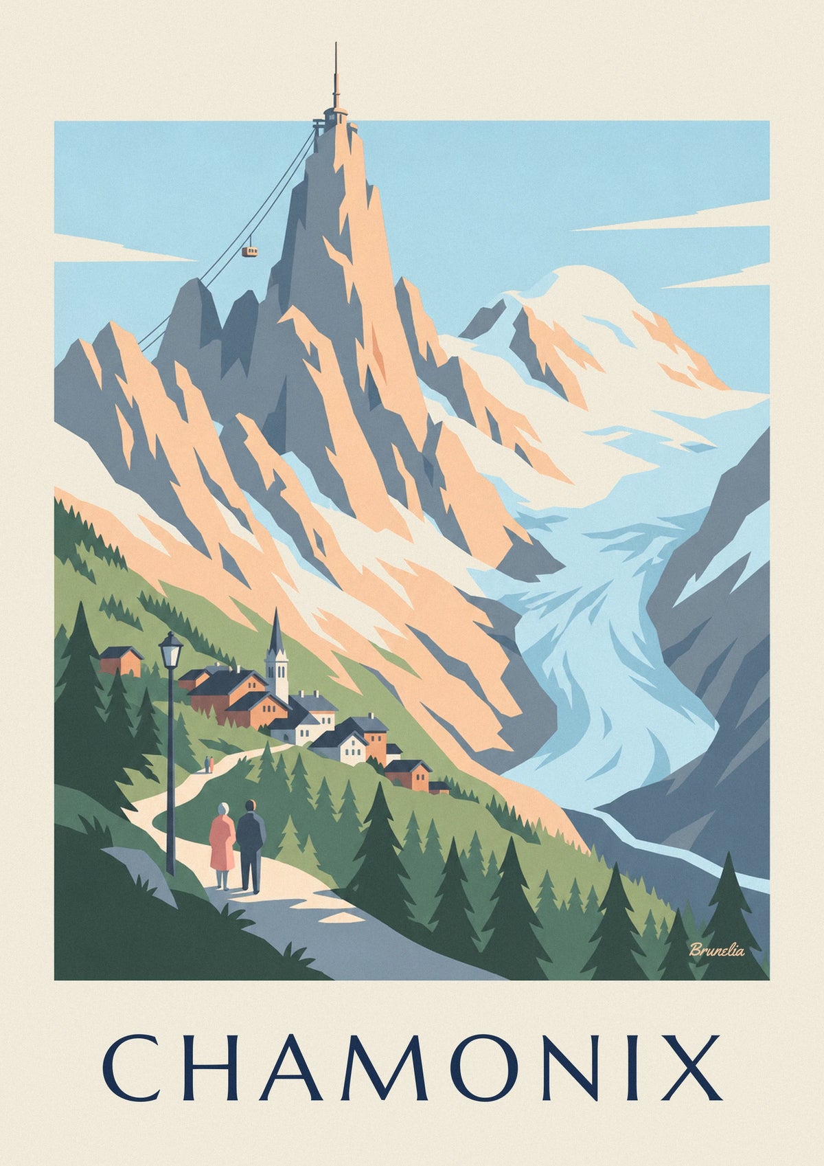 Mont Blanc massif from Chamonix poster