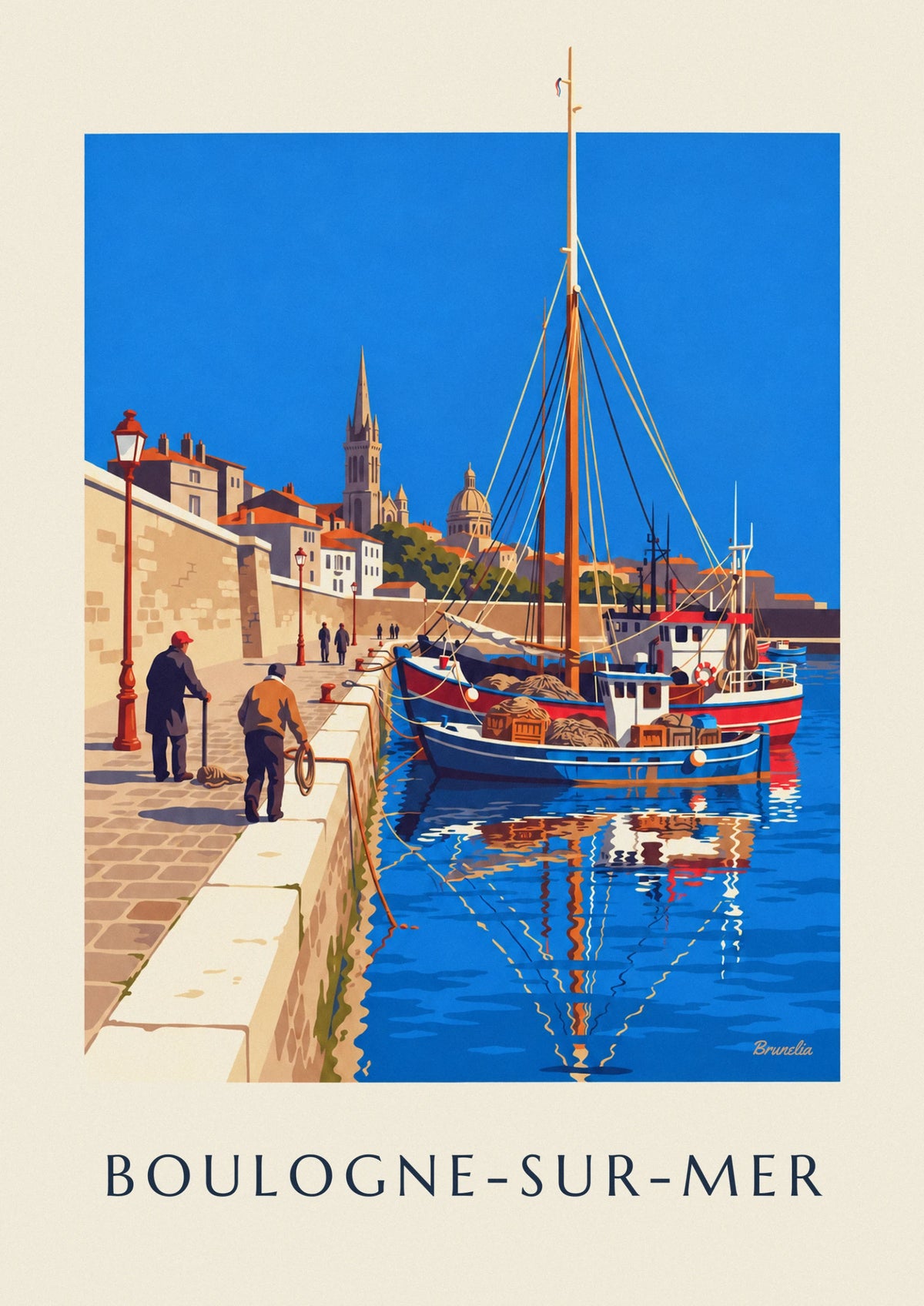 Fishing trawlers in Boulogne-sur-Mer harbor poster