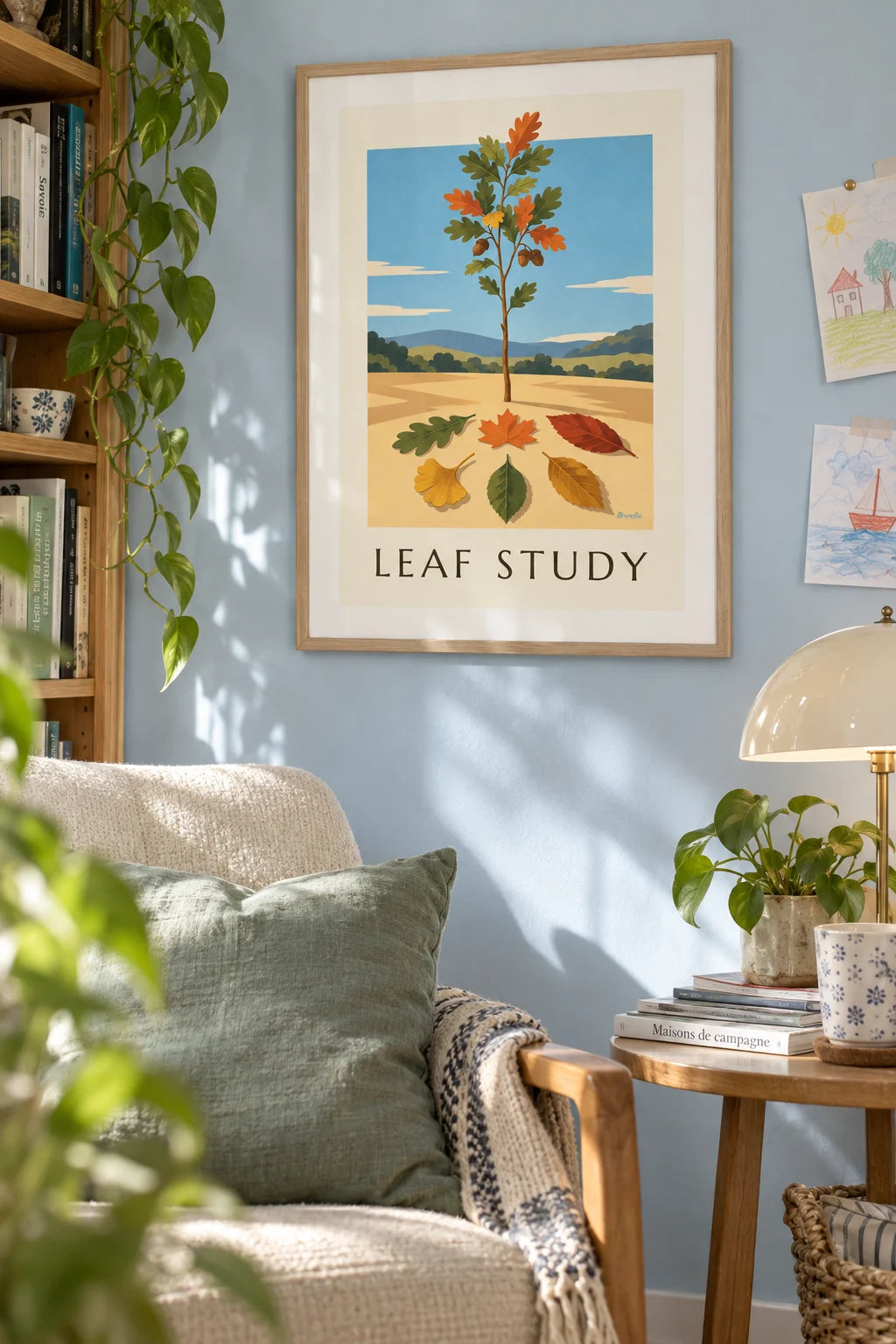 Naturalist tree leaves plate poster on the wall