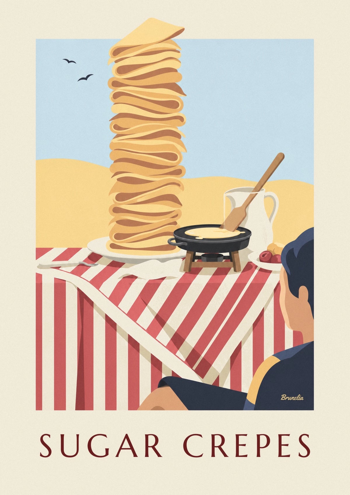 Affiche crêpes au sucre préparées sur la crêpière