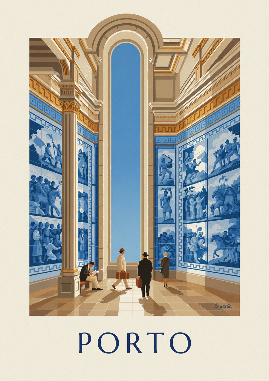 Plakat azulejos z dworca São Bento w Porto