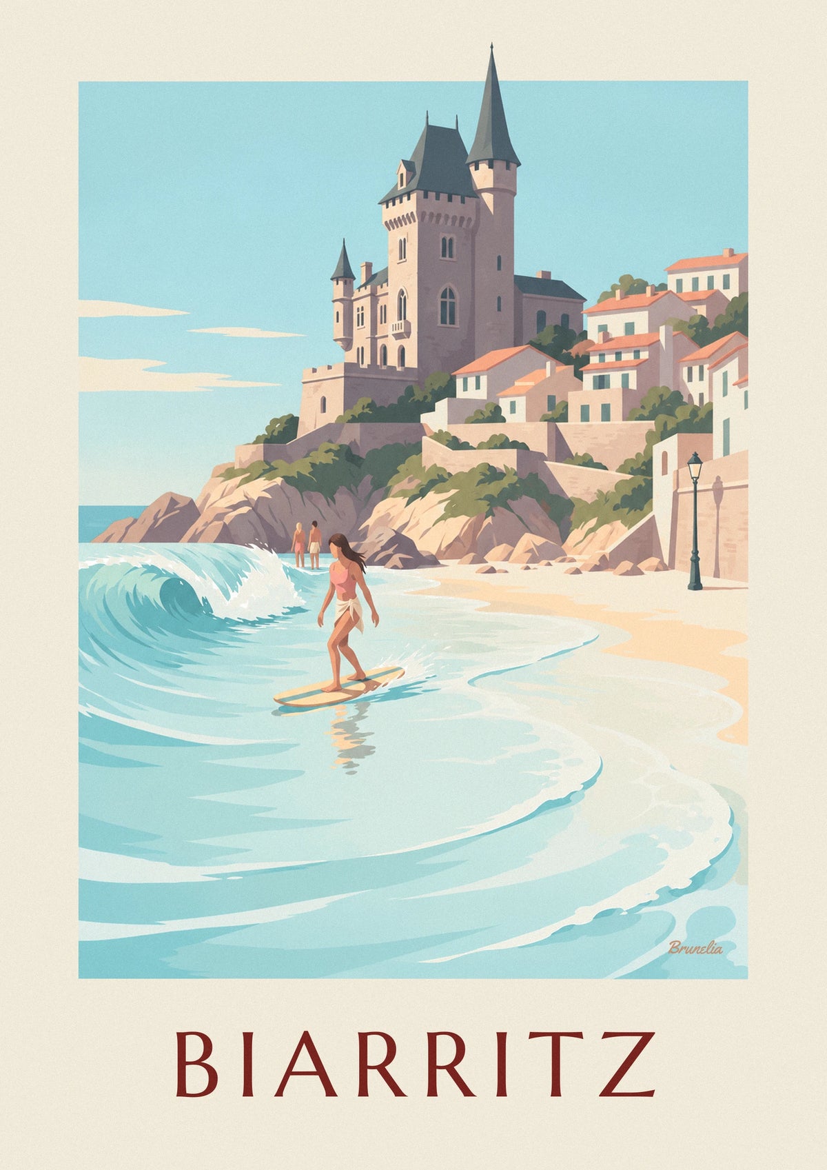 Longboarder at Côte des Basques in Biarritz poster