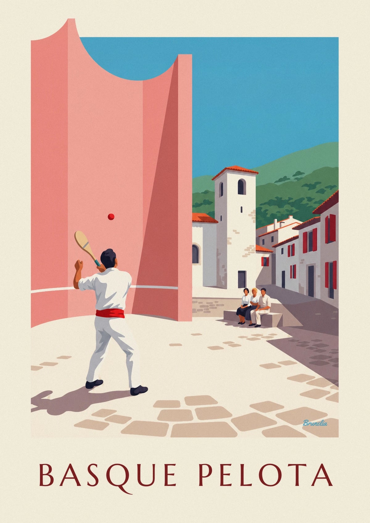 Basque pelota player at the village fronton poster