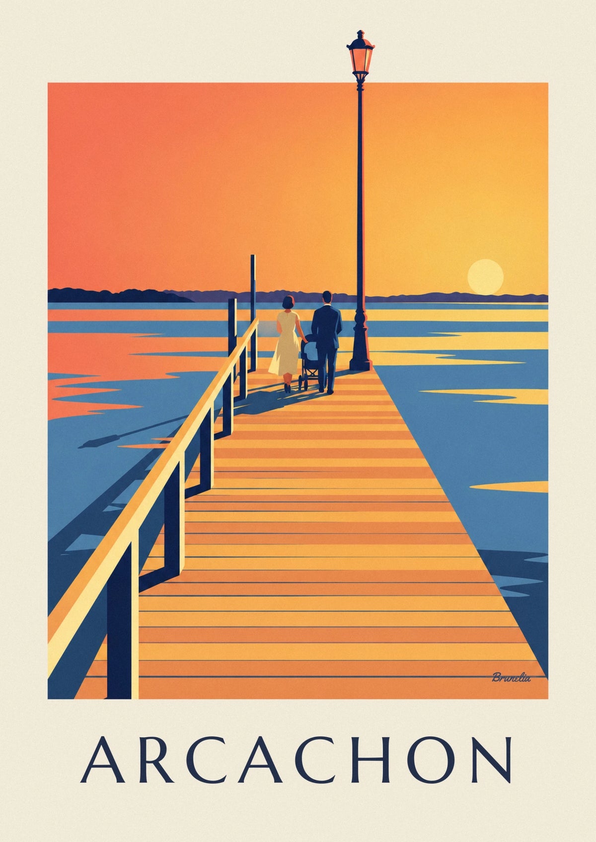 Thiers Pier in Arcachon at sunset poster