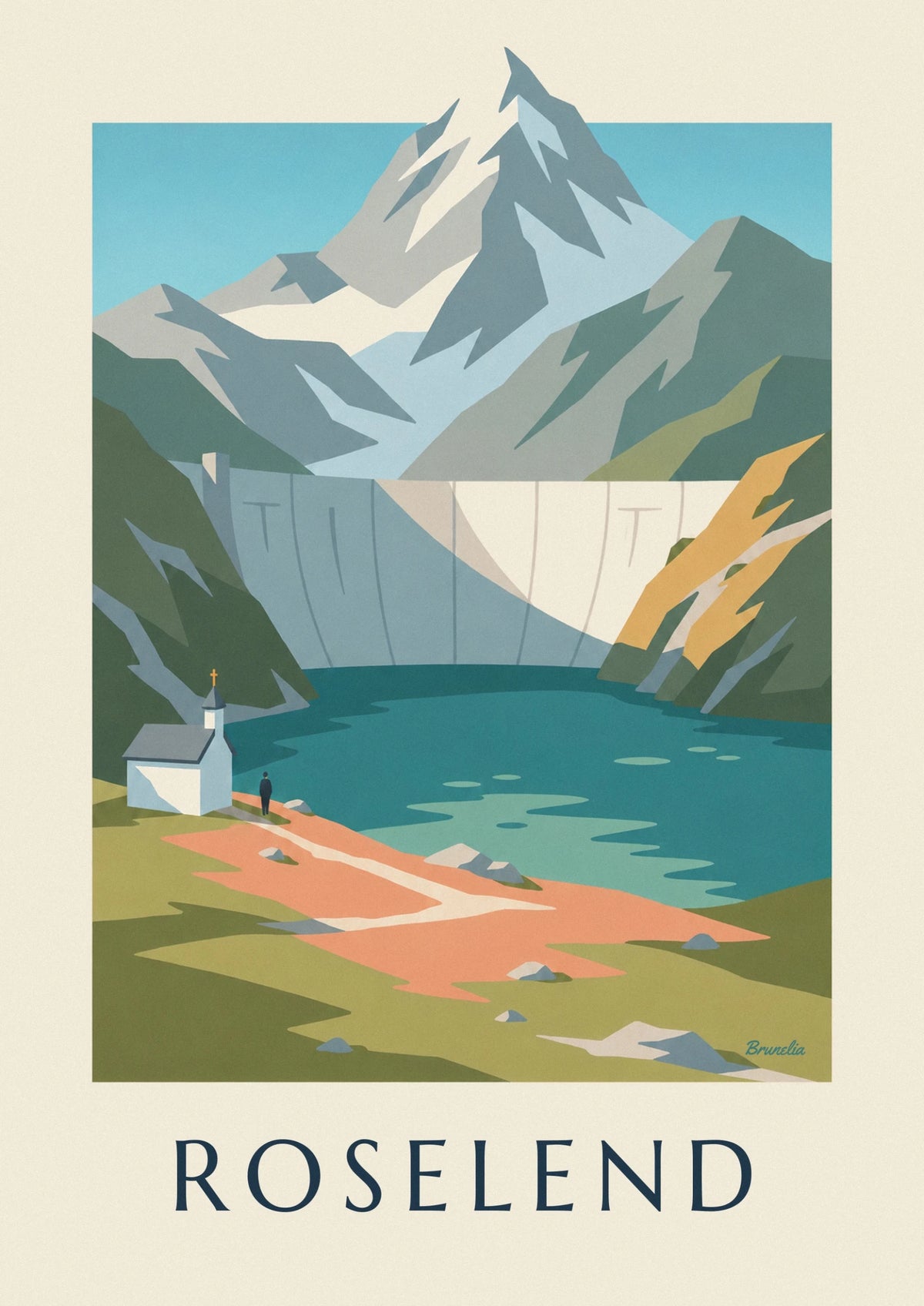 Affiche lac de Roselend et son barrage en Savoie