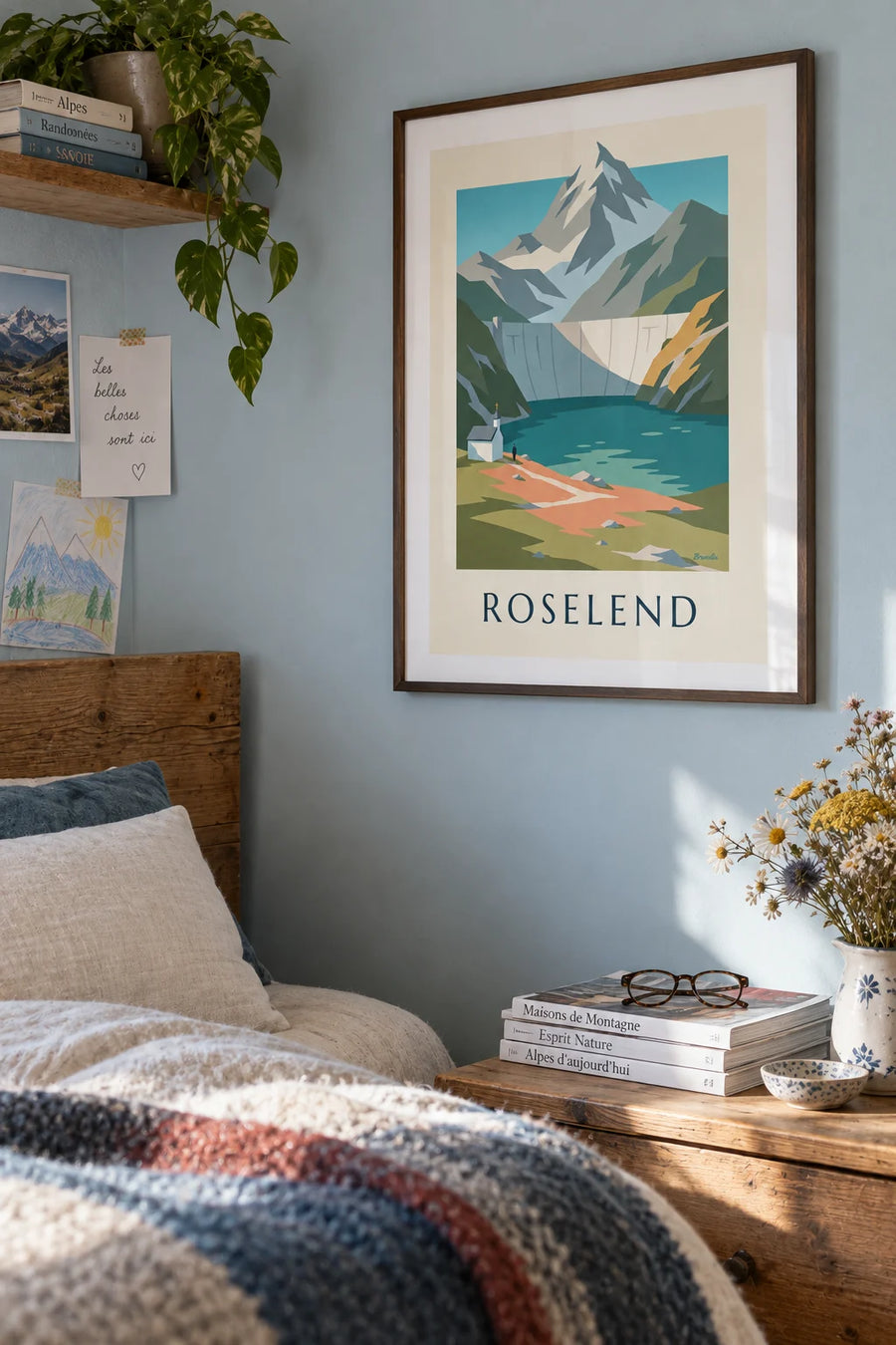 Lac de Roselend and its dam in Savoy poster: framed on the wall
