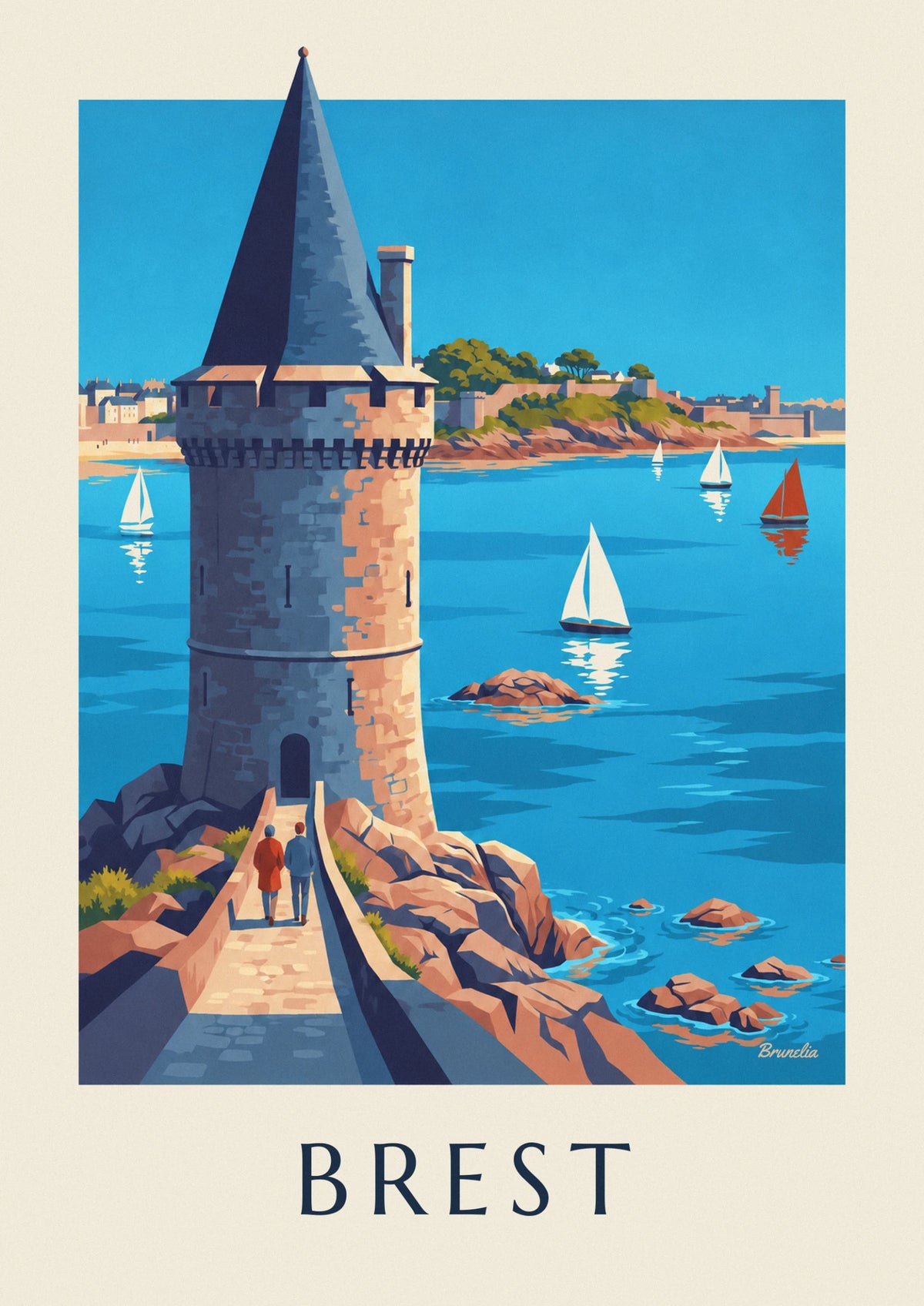 Tanguy Tower and sailboats on the Penfeld in Brest poster