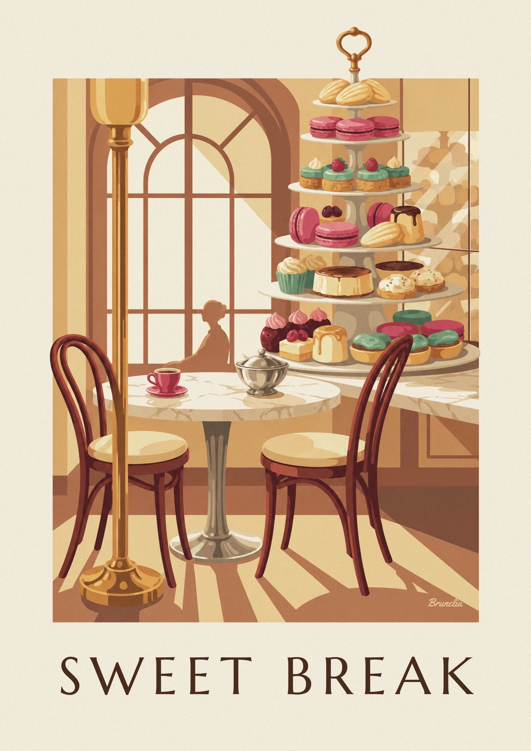 Piętrowa patera pełna różowych makaroników, ciastek i petits fours