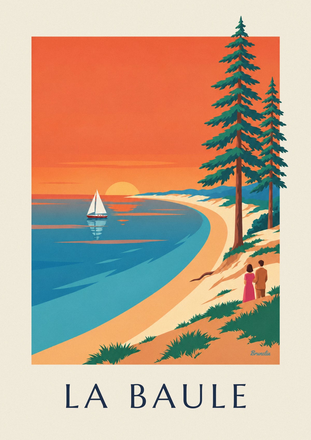 Affiche coucher de soleil sur la baie de La Baule