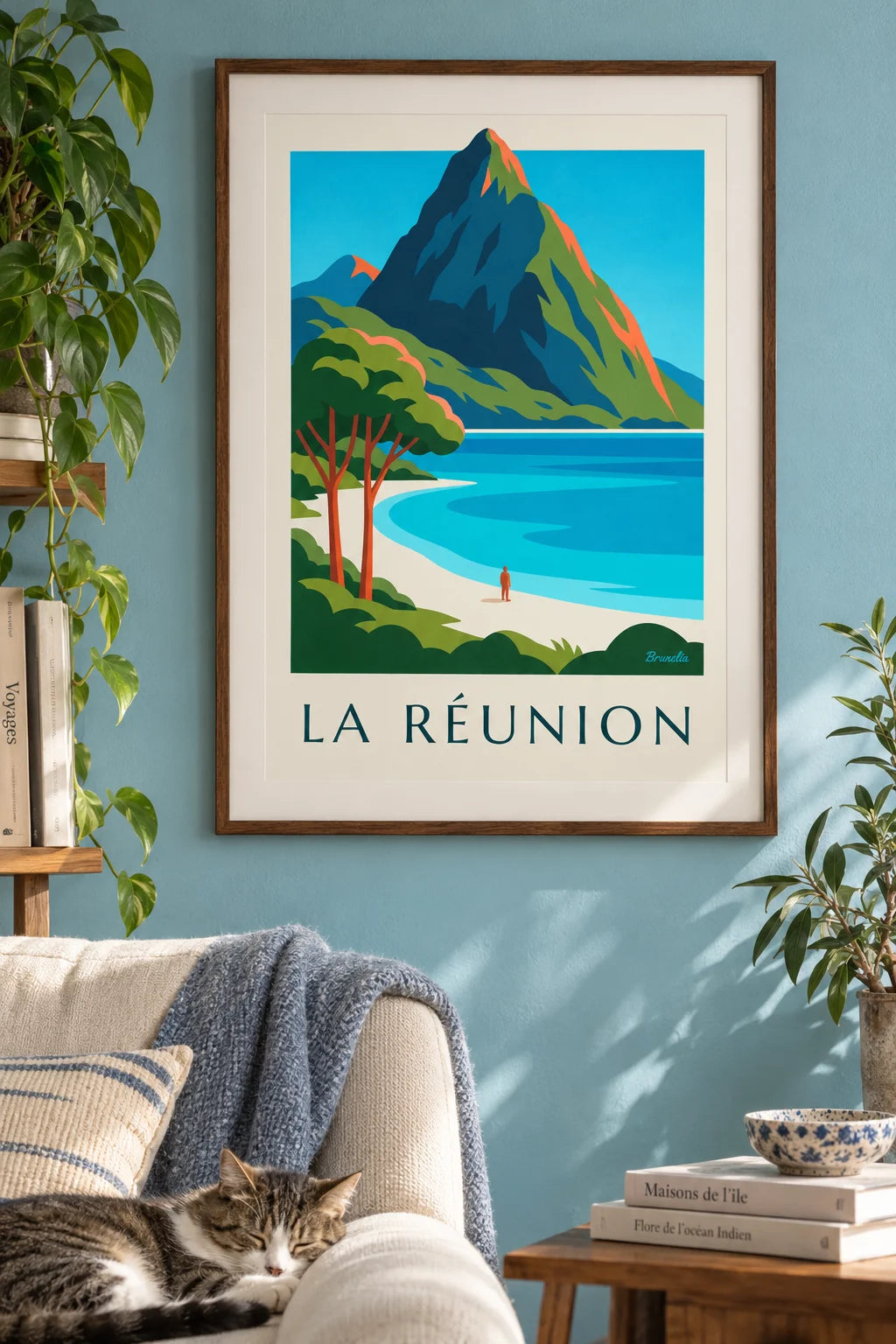 Affiche lagon et Piton des Neiges à La Réunion na ścianie