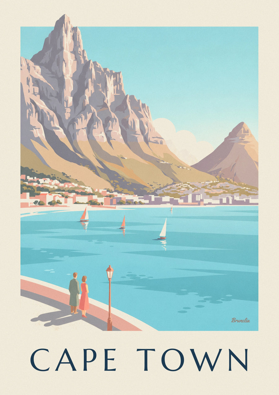 Plakat Góra Stołowa i Lion's Head w Kapsztadzie
