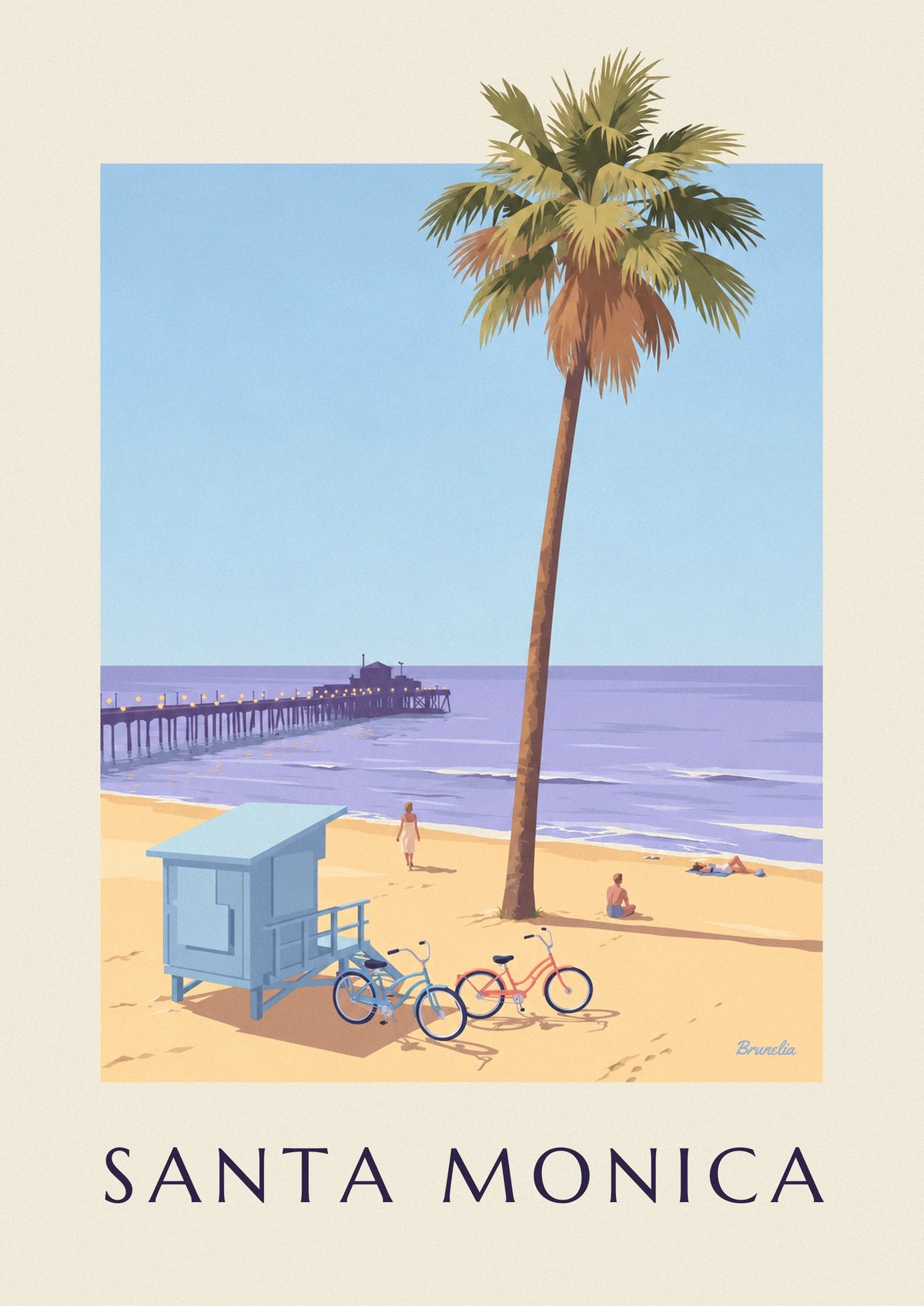 Santa Monica pier at sunset poster