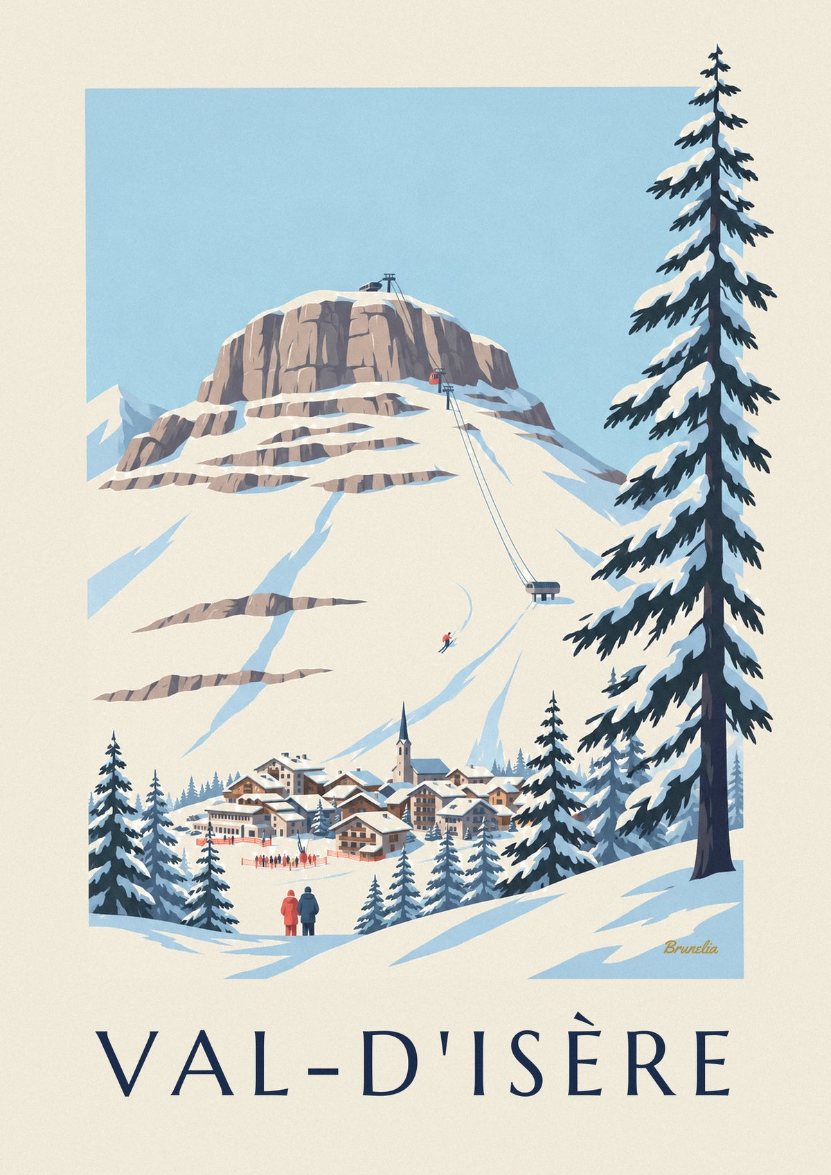 Affiche face de Bellevarde et descente olympique à Val-d'Isère