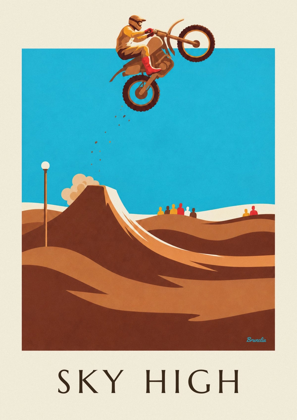 Motocross rider mid-jump over the track poster