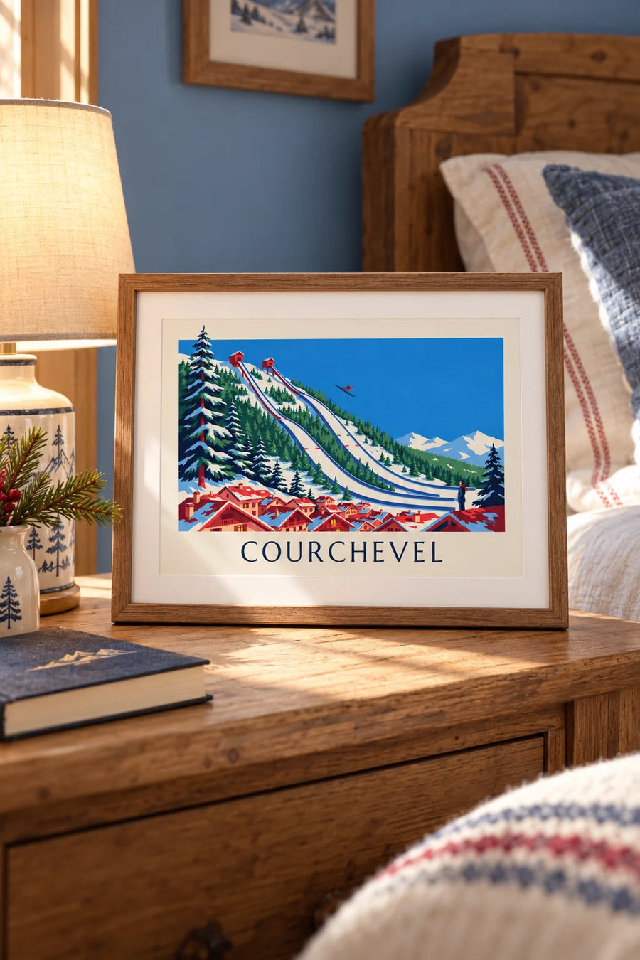 Plakat skocznie narciarskie Courchevel w Le Praz: mały format A4 w ramie