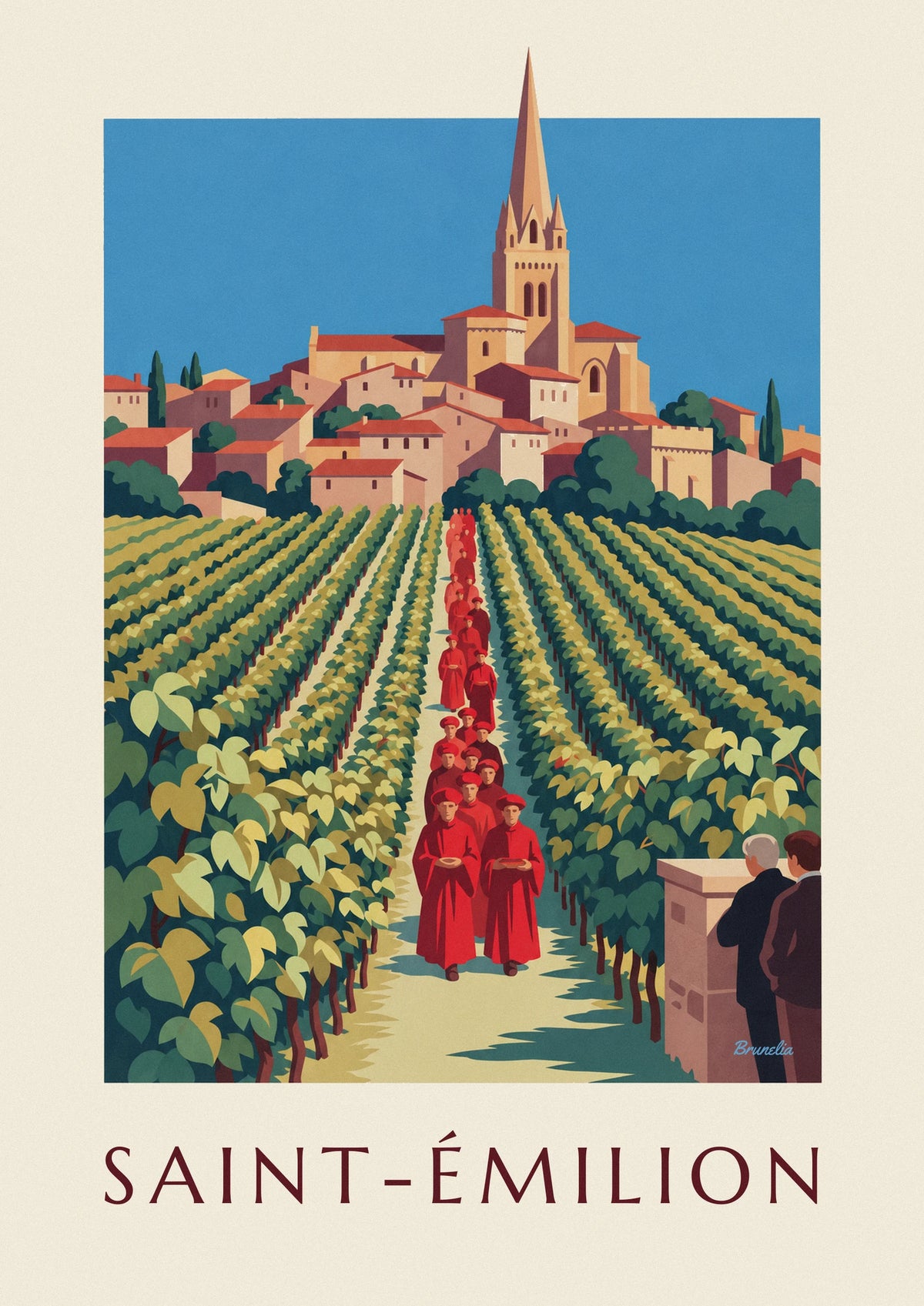 Saint-Émilion vineyards and village from a cellar poster