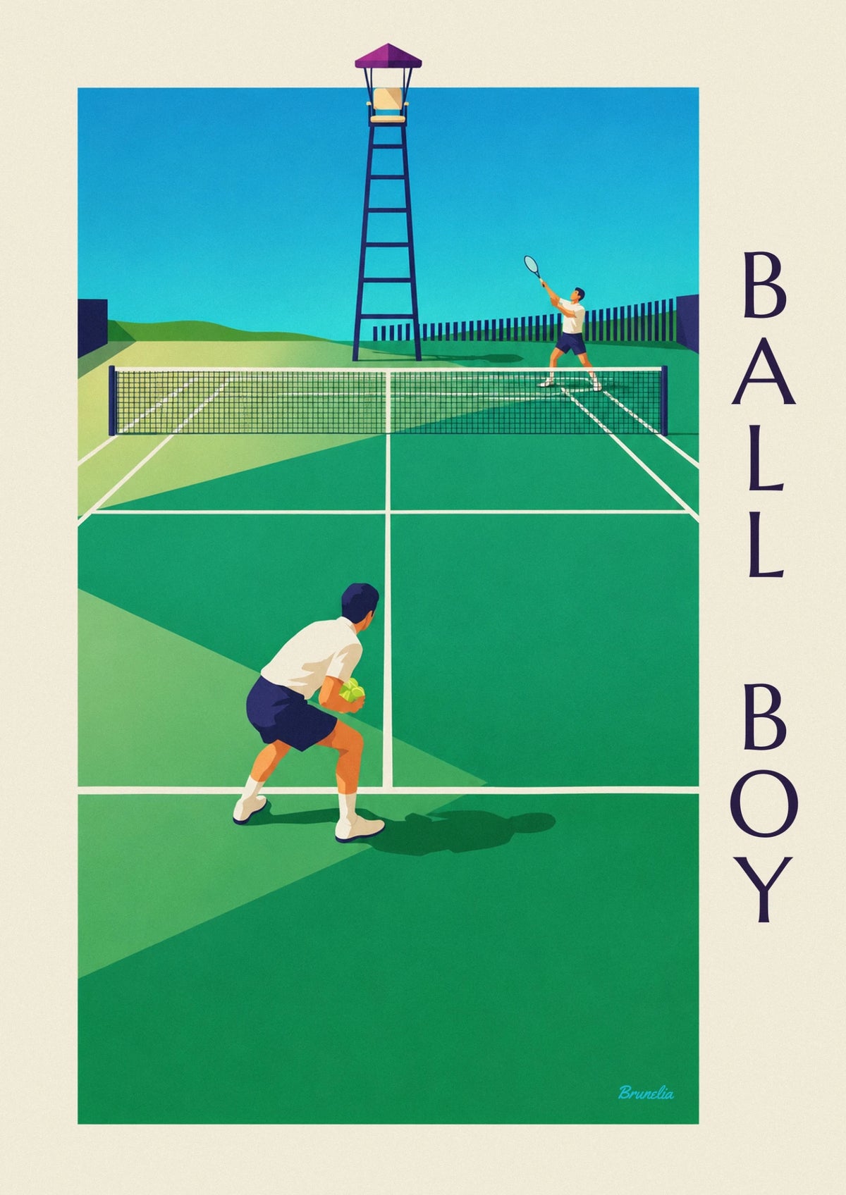 Ball boy on the tennis court poster