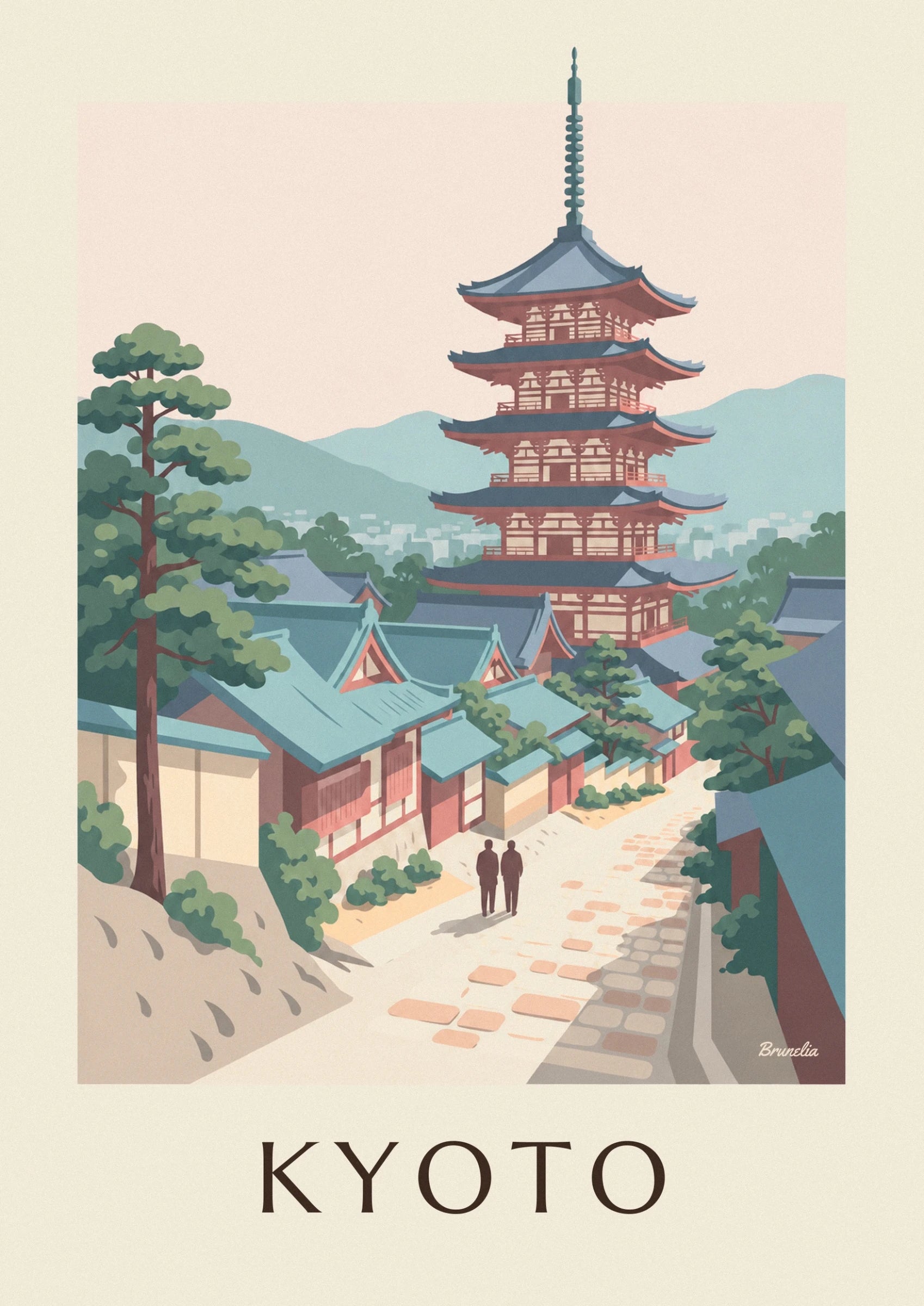 La pagode de Yasaka et ses 5 étages rouges aux toits bleu ardoise